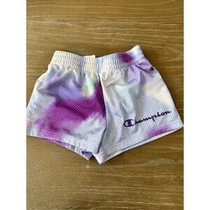 Champion Girls sz 6 active gym mesh shorts purple tie dye